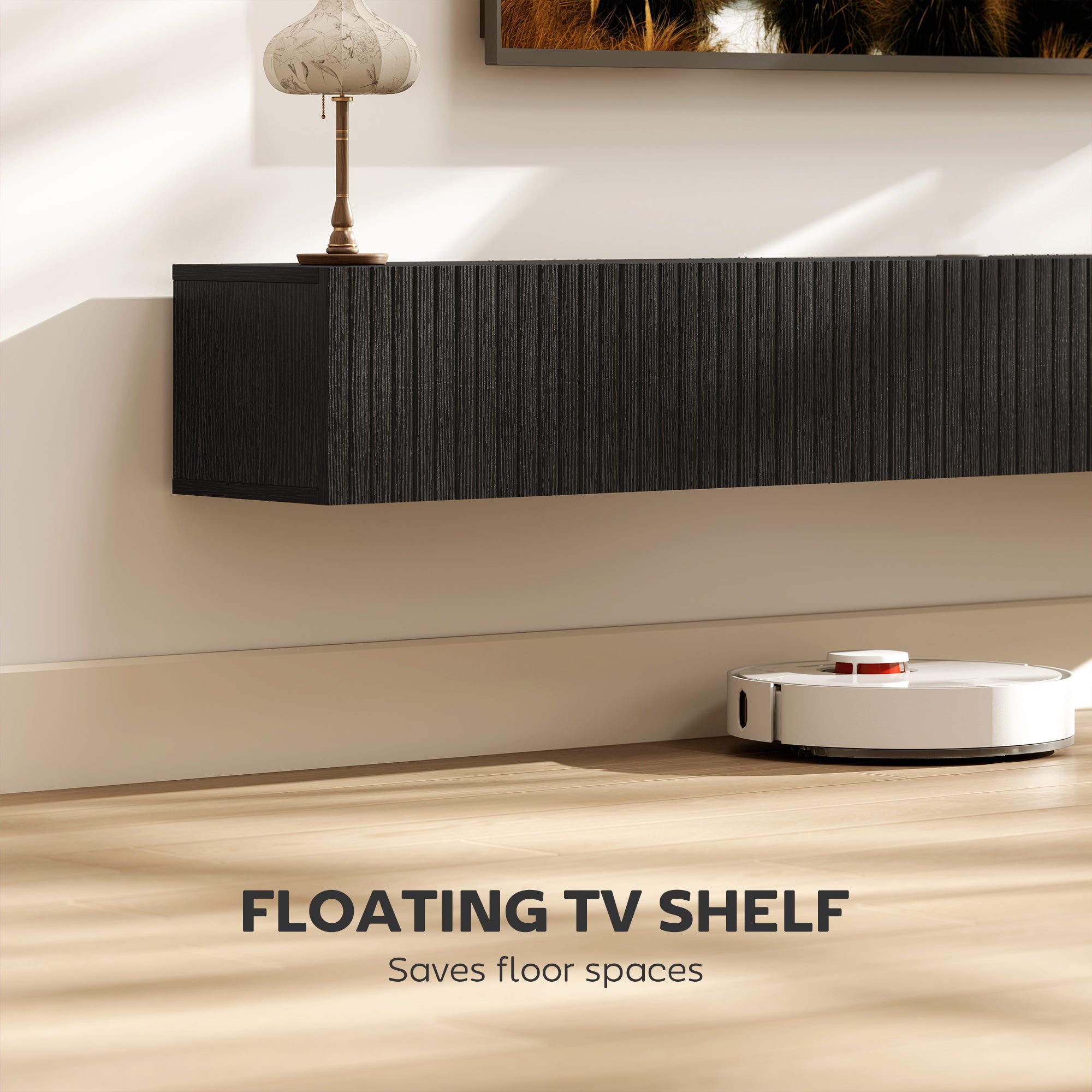 180cm Floating TV Stand, Wall Mount TV Unit with Cable Management Hole, Fits up to 72" TV, Black