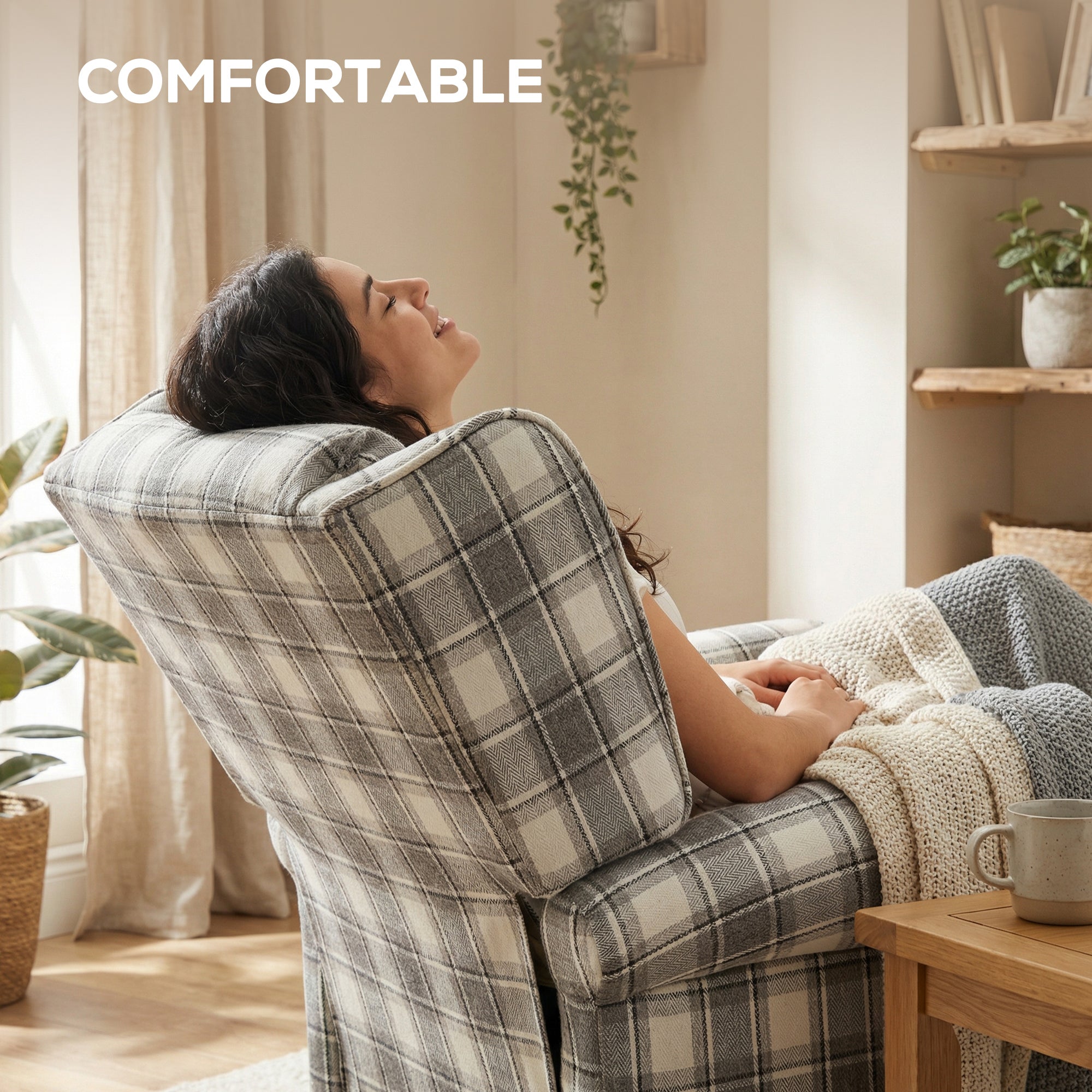 160Â° Reclining Armchair, with Footrest - Grey and White