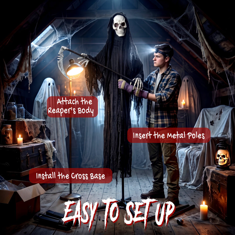 183cm Animated Grim Reaper with Scythe & Glowing Eyes – image 7 of 9