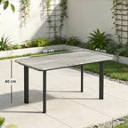 Outdoor Garden Coffee Table, Garden Table with Slatted Wood Plastic Composite Top and Metal Frame, Grey