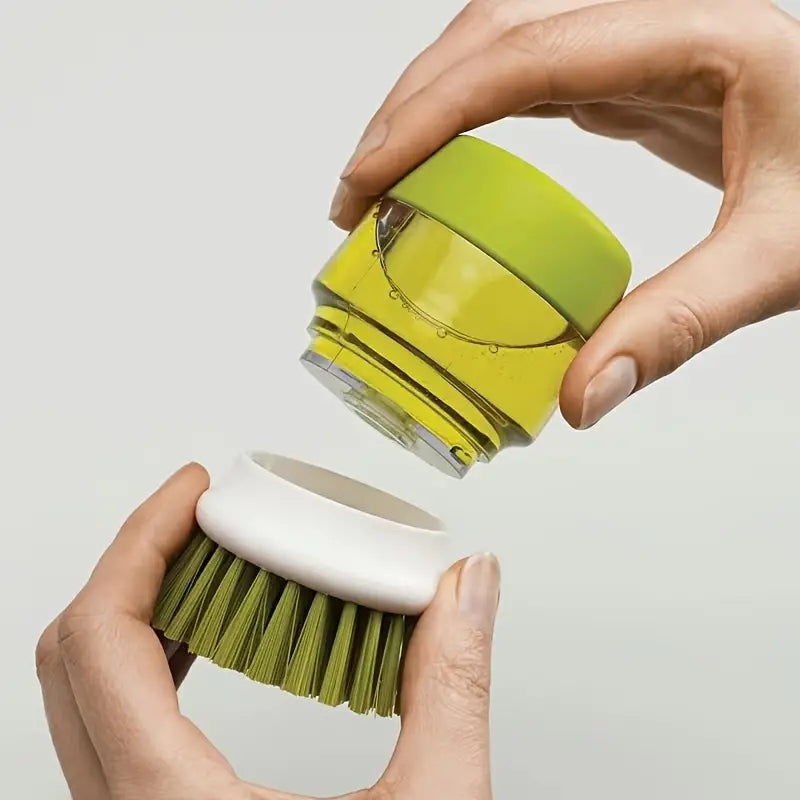Press-On Kitchen Dish Cleaning Brush - Grey & Green