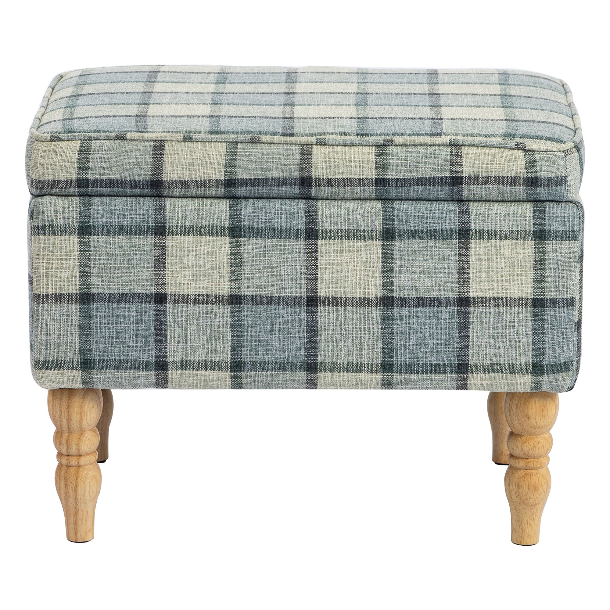 Linen Fabric Upholstered Footstool, Rectangular Storage Stool with Removable Top, Padded Seat and Hidden Space, Grey