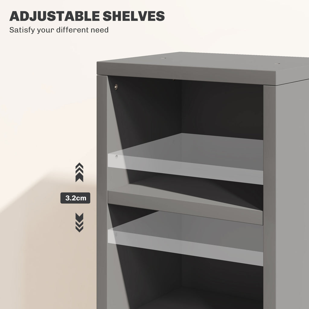 Set of 2 CD Media Display Shelf Unit Tower Rack with Adjustable Shelves, High Gloss Grey