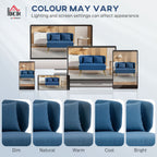 2 Seater Sofa, Linen-look Fabric Small Sofa with Wing Back, Thick Seat, Metal Legs, Dark Blue
