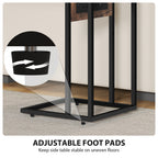C Shaped Side Table with Charging Station and Foldable Top - Rustic Brown