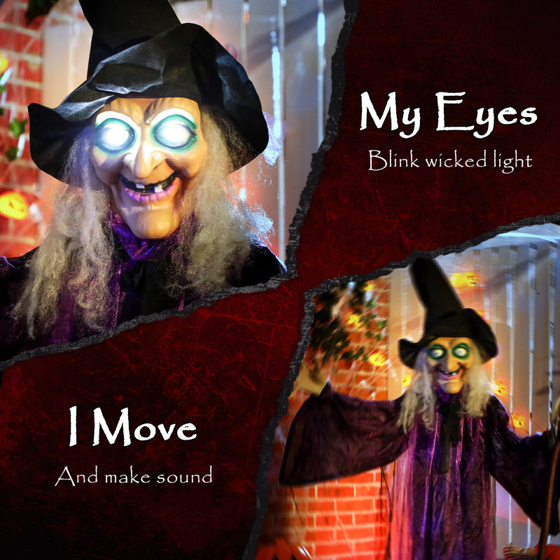 6ft Animated Witch with Glowing Eyes & Sound – image 4 of 9