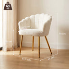 Lounge Chair Petal-Back Armchair Metal Metal Legs for Living Room Bedroom Cream