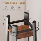 Industrial-Style Four Shelf Coat Stand - Brown/Black