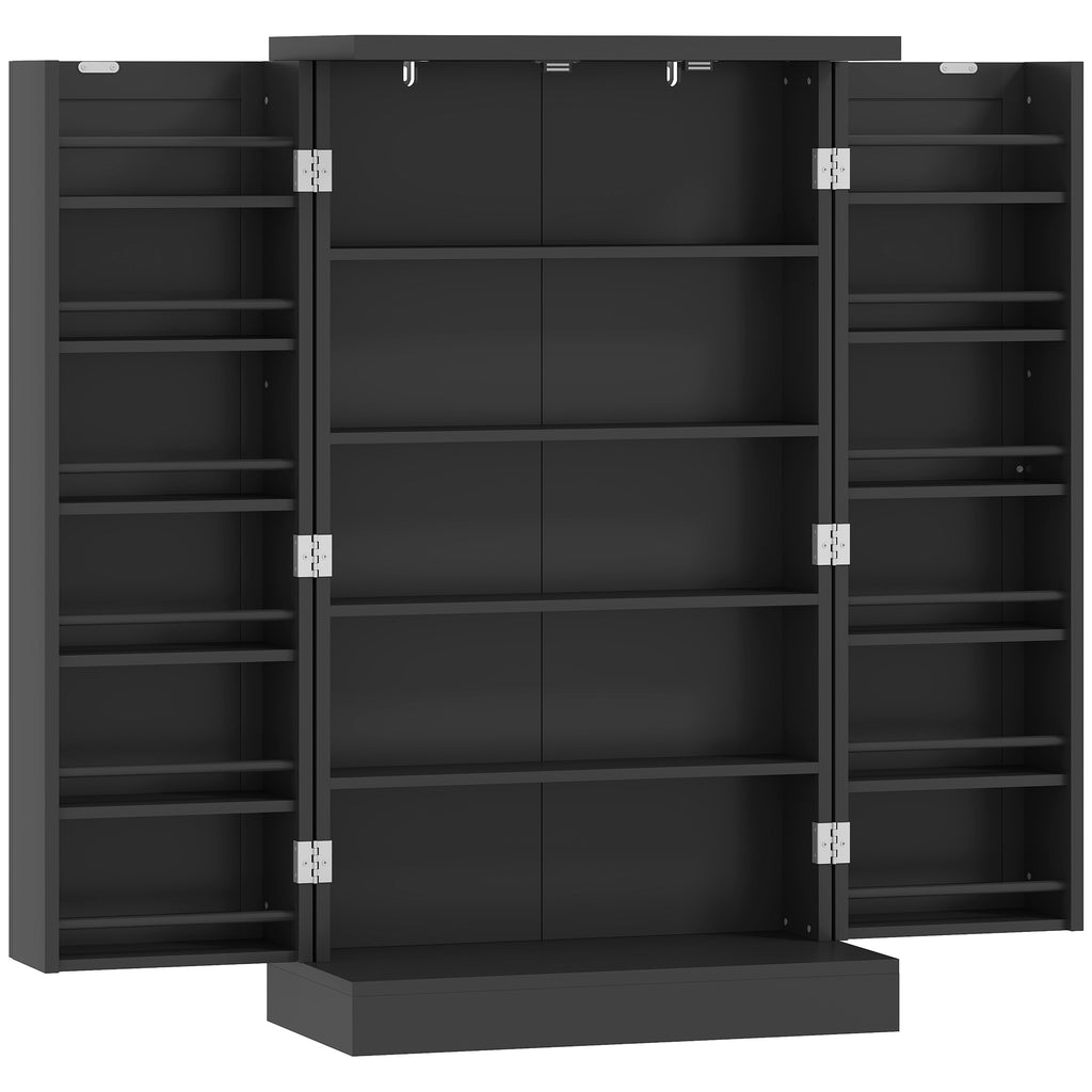 HOMCOM Freestanding Kitchen Pantry Cupboard with Adjustable Shelves & Door Racks - Black