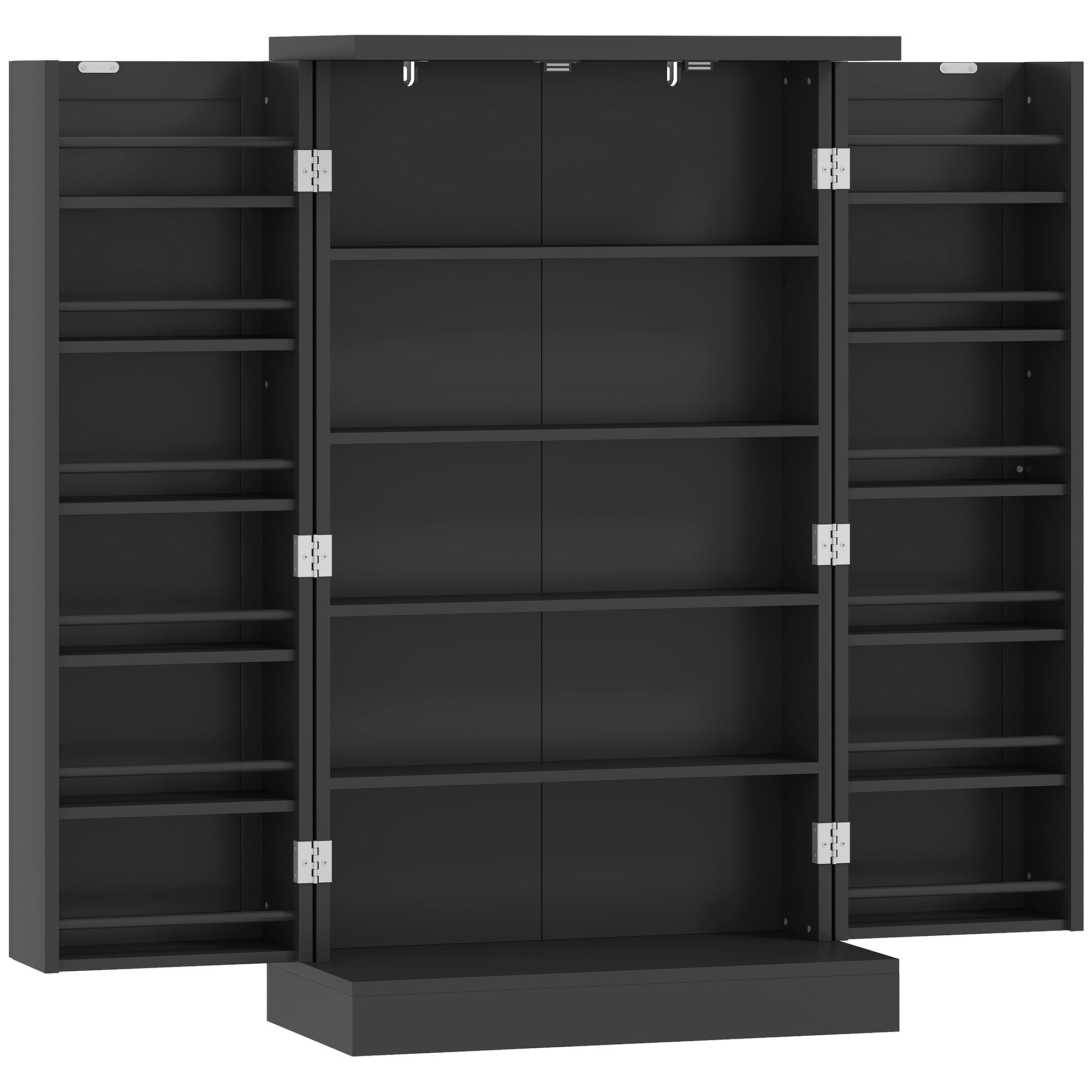 HOMCOM Freestanding Kitchen Pantry Cupboard with Adjustable Shelves & Door Racks - Black