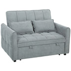 2 Seater Sofa Bed, 3-in-1 Convertible Sleeper Sofa with Click-clack Adjustable Backrest and 2 Pillows, Grey