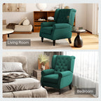 Wingback Accent Chair, Retro Upholstered Button Tufted Occasional Chair for Living Room and Bedroom, Dark Green