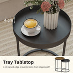 Set of Two Industrial Nesting Tables - Brown/Black