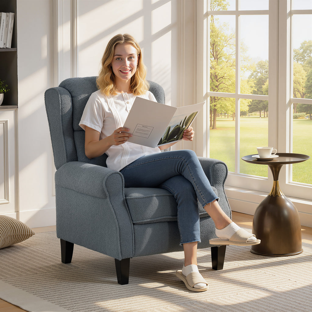 Recliner Armchair with Extended Leg Rest - Grey