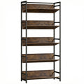 Bookshelf 5-Tier Metal Frame Room Divider Bookcase Storage Shelves for Living Room Rustic Brown