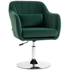 Retro Velvet Swivel Tub Chair with Steel Frame, Cushion Seat, Dark Green