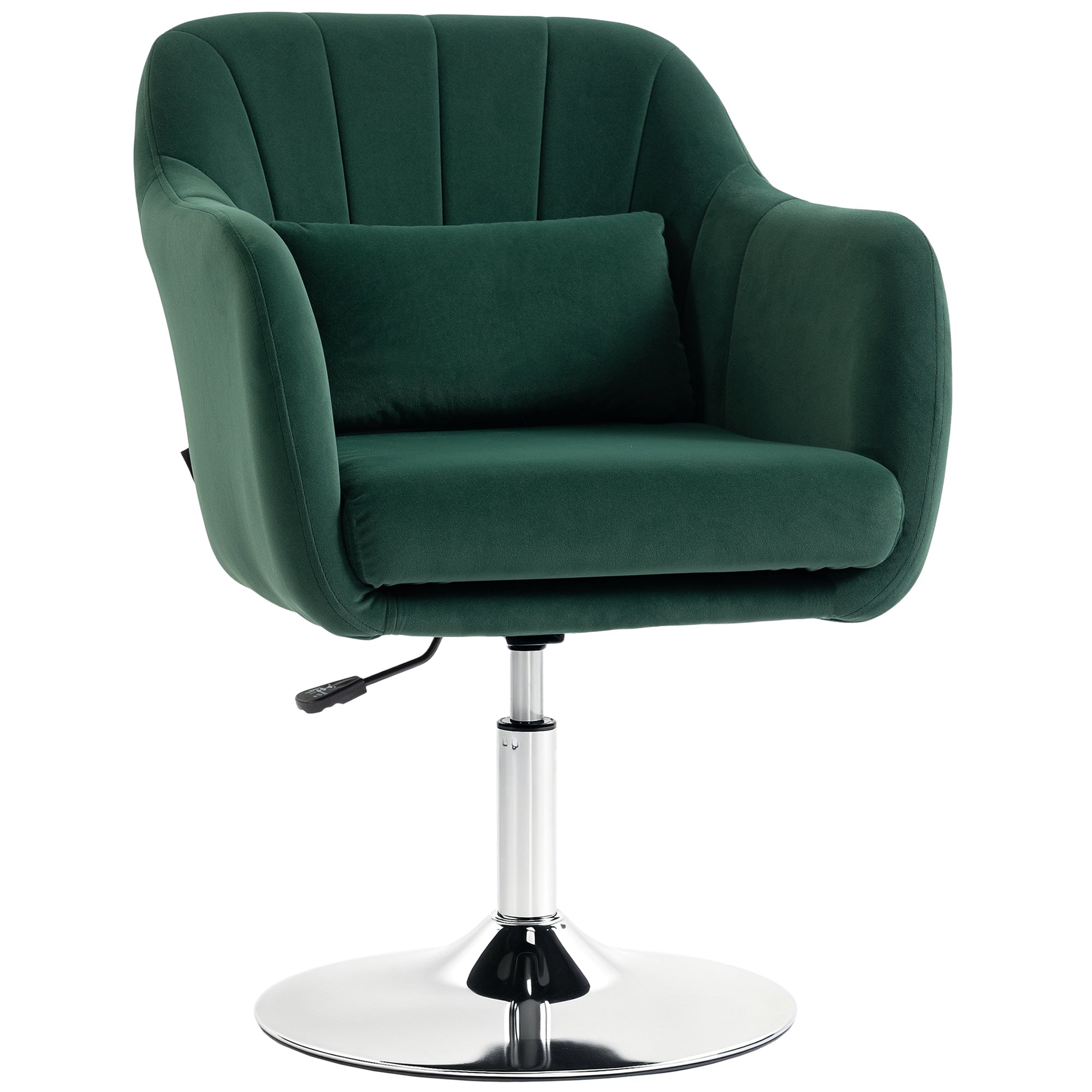 Retro Velvet Swivel Tub Chair with Steel Frame, Cushion Seat, Dark Green