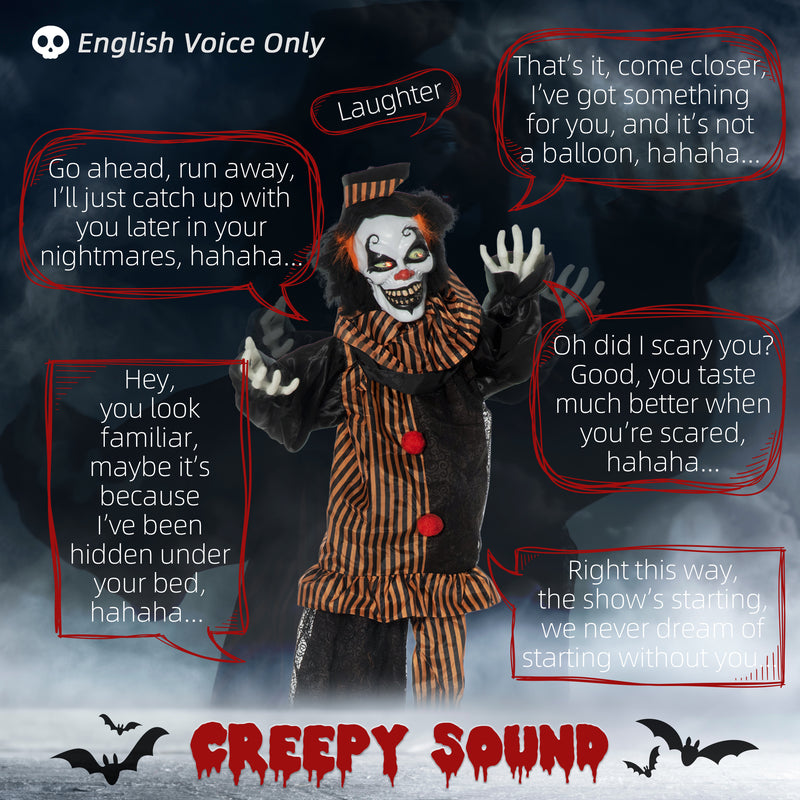 170cm Animated Circus Clown with Glowing Eyes – image 4 of 9