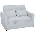 2 Seater Sofa Bed, 3-in-1 Convertible Sleeper Sofa with Click-clack Adjustable Backrest and 2 Pillows, Light Grey