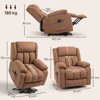 Power Lift Recliner Chair with Vibration Massage, Lift Chair for Elderly with Footrest, Remote, Side Pocket, Brown