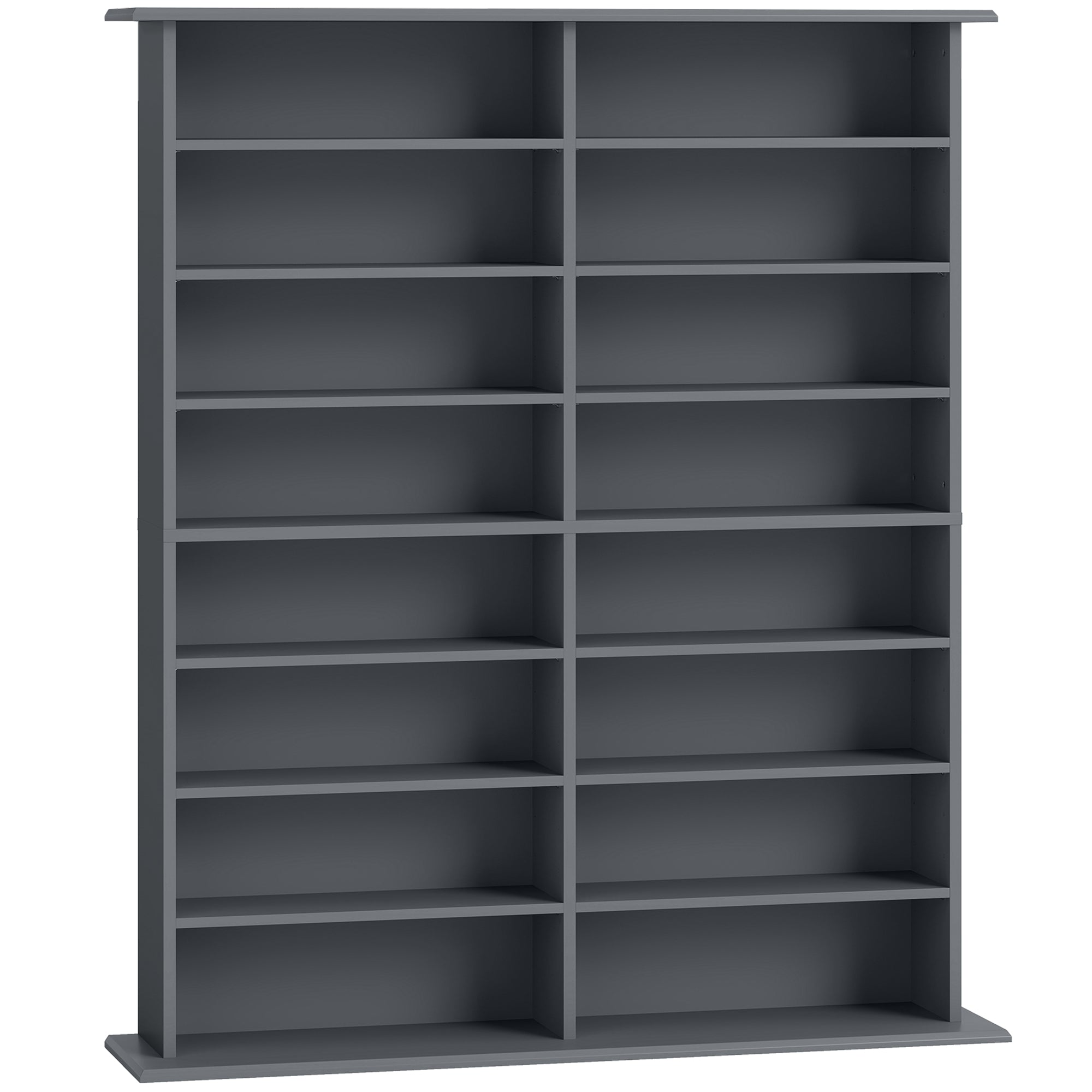 16-Compartment Media Shelf - Grey