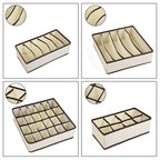 Beige Non-Woven Fabric Underwear Storage Box Set (4 pcs)