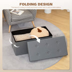 Storage Ottoman Bench, 89L PU Leather Folding Foot Rest Stool, End of Bed Bench, Easy Assembly, for Living Room, Bedroom, Entryway, Grey