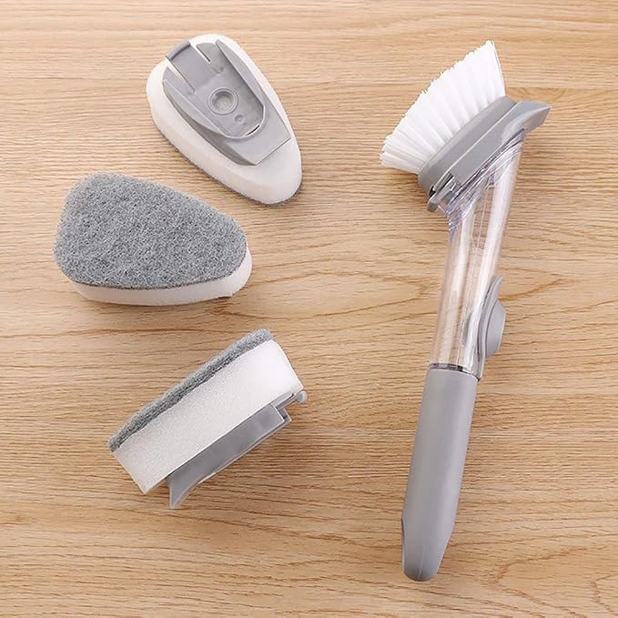Long Handle Hydraulic Pot Brush – Kitchen Cleaning Brush with Soap Dispenser