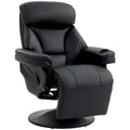 Upholstered Reclining Armchair, Manual Recliner Chair with Footrest and Adjustable Backrest, Black