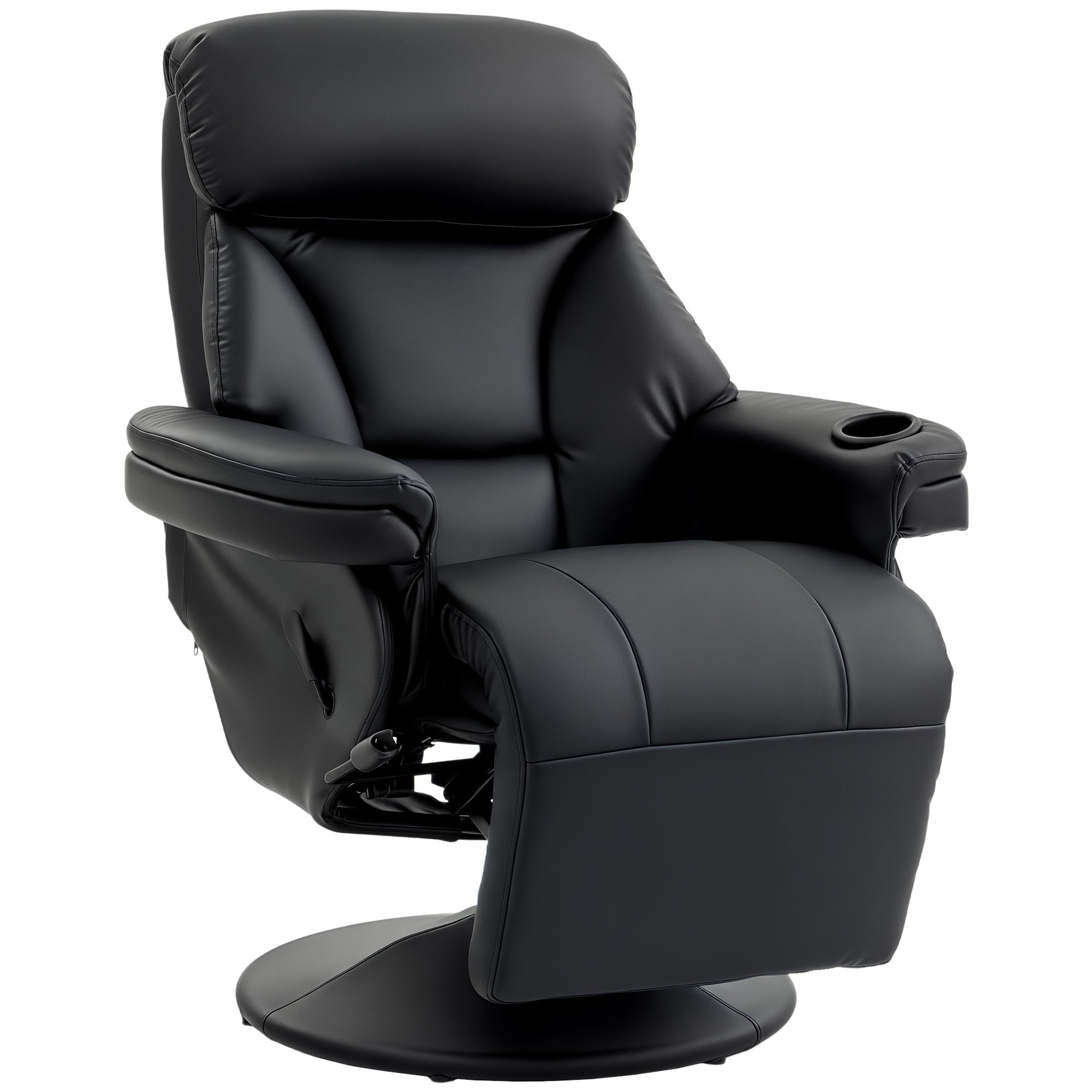 Upholstered Reclining Armchair, Manual Recliner Chair with Footrest and Adjustable Backrest, Black