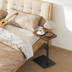 C Shaped Side Table, Small End Table with Adjustable Height and Metal Base for Living Room, Bedroom, Rustic Brown
