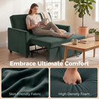 2 Seater Sofa Bed, 3-in-1 Convertible Pull Out Sleeper Sofa with Click-Clack Adjustable Backrest, Dark Green