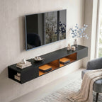 Wall Mounted TV Stand with RGB LED Lights, Floating Entertainment Centre for 75 Inch TV, Black