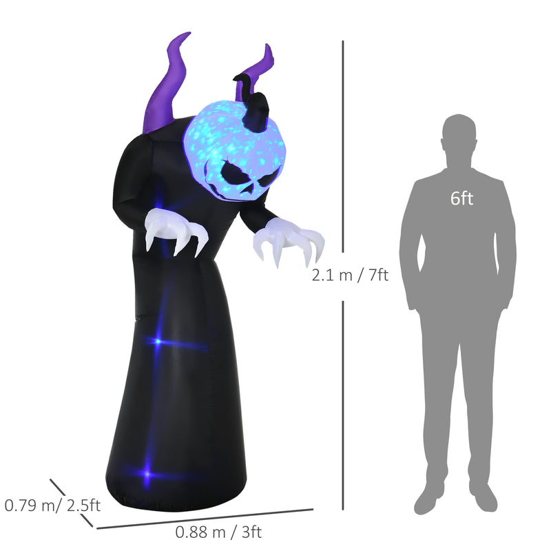 7ft Inflatable Horned Ghost with LED & Flame Light – image 3 of 9