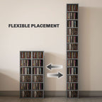 Set of 2 CD Media Display Shelf Unit Tower Rack with Adjustable Shelves, High Gloss Grey