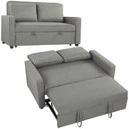 Double Sofa Bed Click Clack Sofa Bed Pull Out Bed with Adjustable Backrest for Living Room and Bedroom Grey