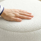 Nesting Round Ottoman with Storage Set of 2 - Cream/Brown