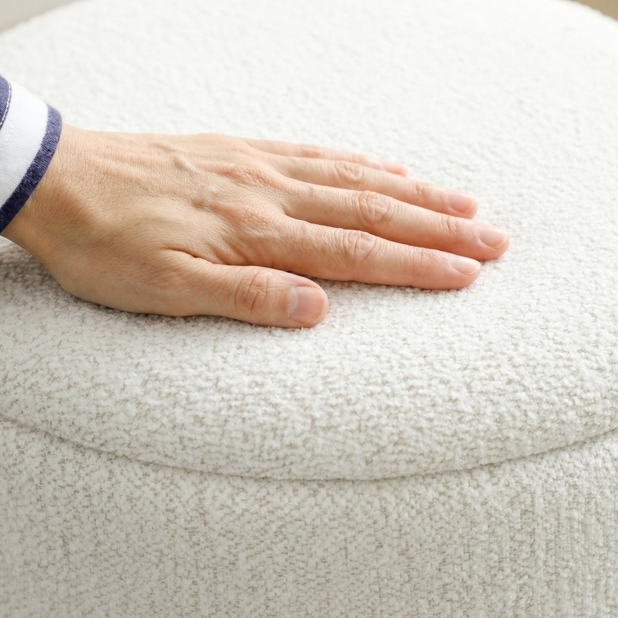 Nesting Round Ottoman with Storage Set of 2 - Cream/Brown