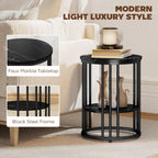 Set of Two Marble-Effect Coffee Tables - Black