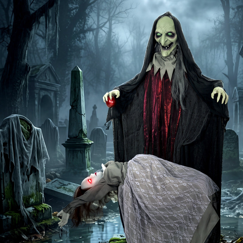 180cm Animated Witch with Floating Ghost, Light & Sound – image 9 of 9