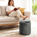 Storage Ottoman Modern Velvet Round Foot Stool for Living Room Bedroom 45 cm Grey