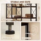 5-Tier L-Shaped Bookshelf, Freestanding Corner Bookcase with Metal Frame, Rustic Brown