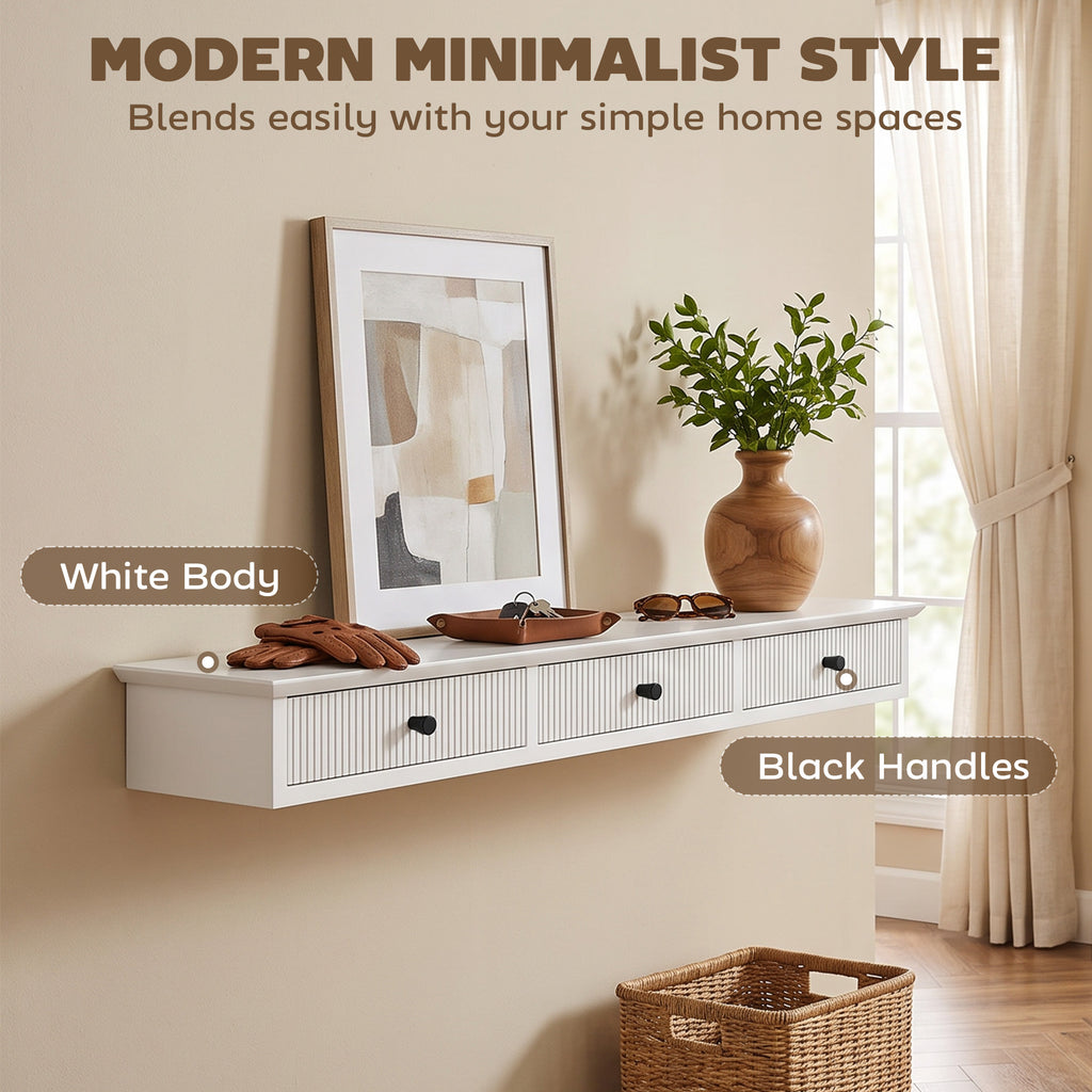 Shelf Wall-Mounted Storage Shelf Shelving Unit MDF 93 x 15 x 10 cm Entryway Kitchen Living Room, White