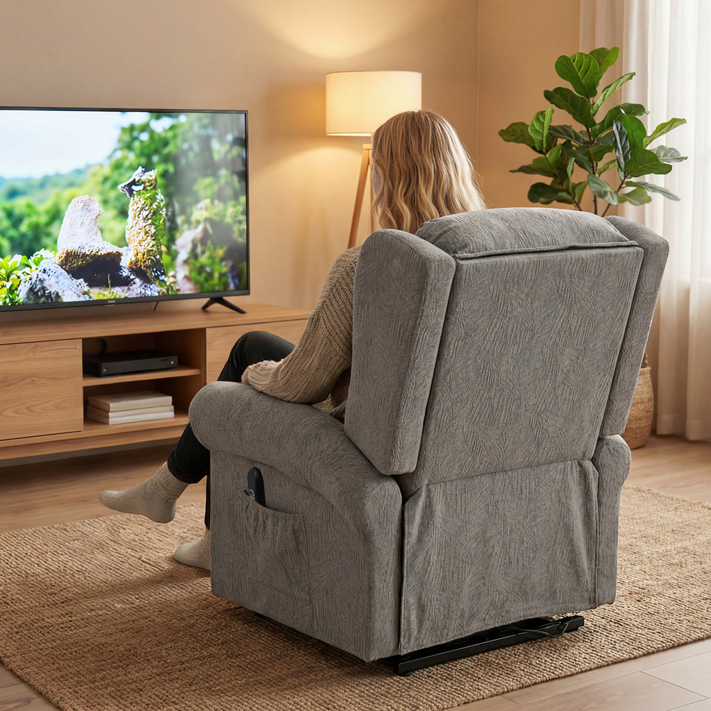 Velvet-Feel Electric Riser Recliner Chair, Power Lift Recliner Chair for Elderly with Remote Control, Dark Grey
