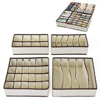 Beige Non-Woven Fabric Underwear Storage Box Set (4 pcs)