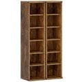 Set of 2 CD Media Display Shelf Unit Tower Rack with Adjustable Shelves, Rustic Brown