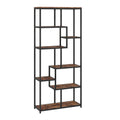 Seven-Tier Geometric Bookcase - Brown/Black