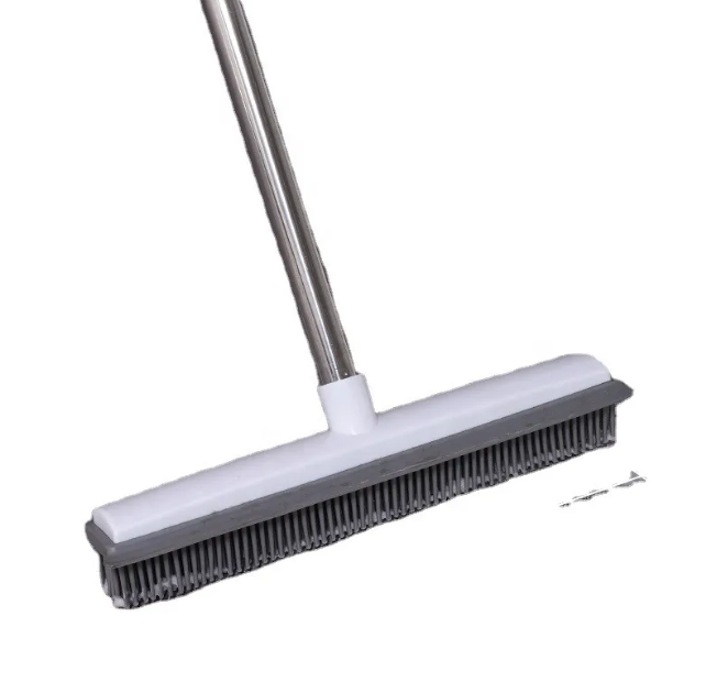 Rubber Pet Hair Broom — Adjustable Telescopic Handle