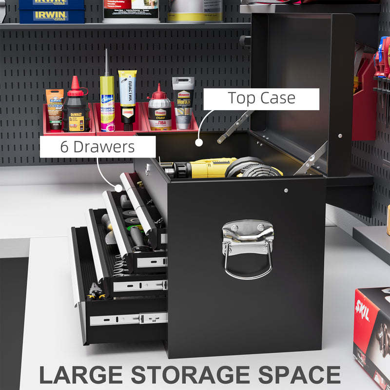 6-Drawer Lockable Steel Tool Chest with Carry Handle – Black – image 4 of 9