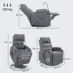 Electric Rise/Recline Armchair, with Reading Light - Grey